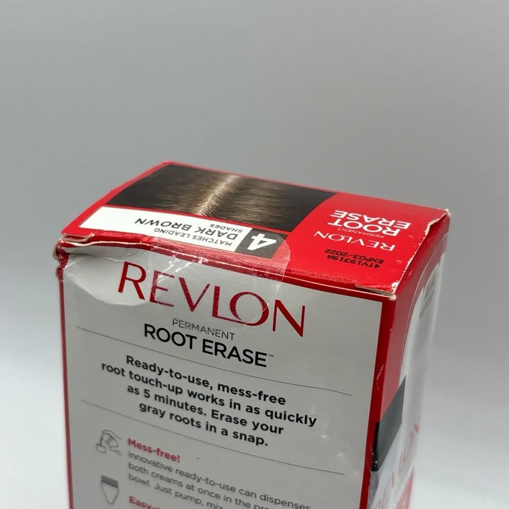 Revlon Root Erase Permanent Hair Color Touchup Hair Dye #4 Dark Brown Rare - Picture 3 of 5